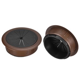 uxcell 2Pcs Cable Hole Cover, 2-3/8 Inch (60mm) ABS Desk Cable Wire Cord Grommet Hole Cover for Office Computer Desk Wire Organizer, Brown