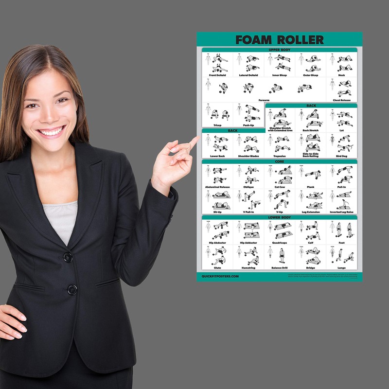 QuickFit Foam Roller Exercise Poster - Stretching and Workout Routine