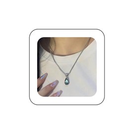 Xduargs Boho Moonstone Teardrop Necklace Blue Gemstone Teardrop Choker Necklace Vintage Waterdrop Pendant Necklace Adjustable Waterdrop Chain Necklace Jewelry for Women