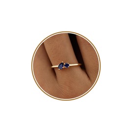 JSJOY Dainty Sapphire Birthstone Rings for Women Gold Wedding Rings for Her Non Tarnish Friendship Gifts for Women Anniversary Valentine's Gifts for Girlfriend