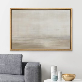SIGNLEADER Framed Canvas Print Wall Art Grunge Pastel Brown Watercolor Vista Abstract Shapes Illustrations Modern Art Decorative Minimal Relax/Calm for Living Room, Bedroom, Office - 24"x36" NATURAL
