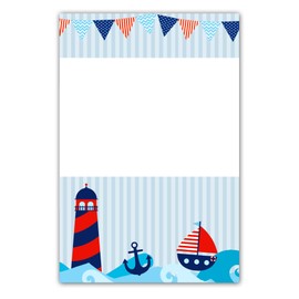 30 Blank Thank You Cards Invitations Notes Nautical Birthday Baby Shower + 30 White Envelopes