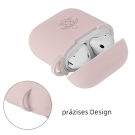 turtleandcase Silikonhülle Kompatibel mit AirPods Hülle | Stoßfeste Schutzhülle | mit Karabiner | Unterstützt kabelloses Laden für AirPods (AirPods 1 & 2, Sand Pink)