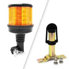 Pro Led 2856APLM DIN Pole Mount Amber Lens, Amber LED Flashing Light Beacon and Multiple Flash Patterns with BRK8 Surface Mount Bracket KIT - 10-30 Volt DC