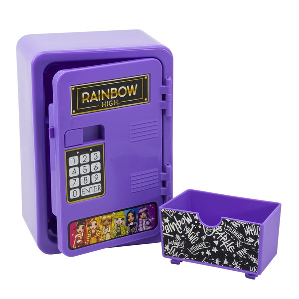 EKids Piggy Bank for Girls, Mini Locker with Digital Keypad for Fans of Rainbow High Toys, Purple, One Size