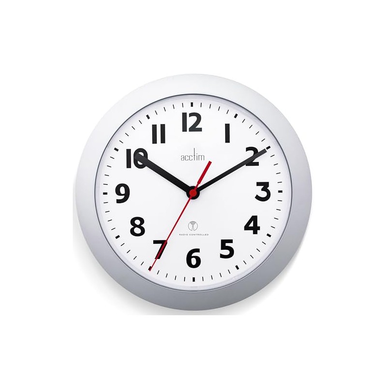Acctim 74317 Parona, Silver Radio Controlled Wall Clock, 23cm Diameter