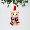 Christmas Cat Ornament with Hat & Scarf, Mini Plush Kitten