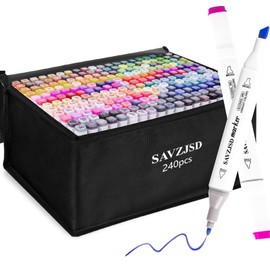 SAVZJSD 240 Colors Alcohol Markers, [2025 Upgraded] Dual Tips Markers for Artists and Adults in Coloring or Painting(Fine & Broad)