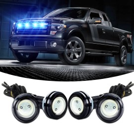 CHUSYYRAY 4Pcs Front Grille Bumper Grill Hood Blue Lights For Ford Ranger Pickup