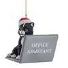 Black Computer Cat with Santa Hat Ornament