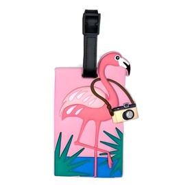 ANINIUCN Luggage Tag Cute Funny Silicone ID Luggage Tags for Suitcases Bag Travel Accessories Perfect for Teens Adults (Flamingo-Pink)