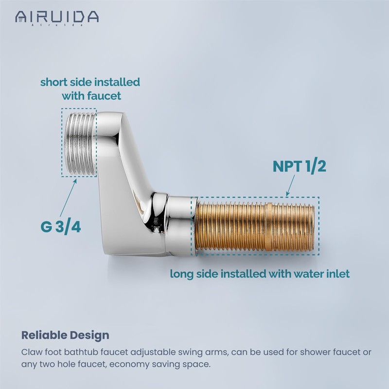 Airuida Extended Thread Adjustable Swing Arms 3-3/8 Inch Wall Mount