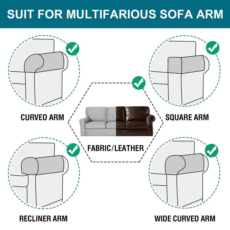 Turquoize 2 Pack Waterproof Armrest Covers for Chairs and Sofas