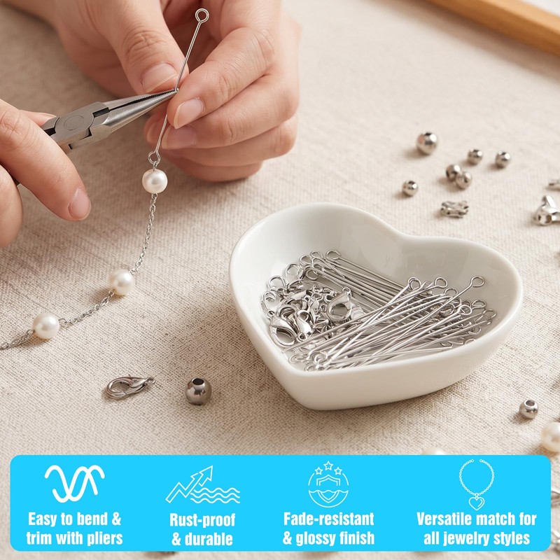 200Pcs Eye Pins for Jewelry Making, 2.75 Inch/70mm Stainless Steel