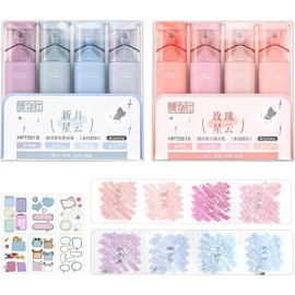 MMSZHL Nebula Color Glitter Highlighter, 8 Pcs Marcadores de Brillo, Resaltador de Brillo, Bolígrafo Flash Multifuncional para Bricolaje Diario para Tomar Notas Tomar Notas Brillantes (Azul+Rosa)