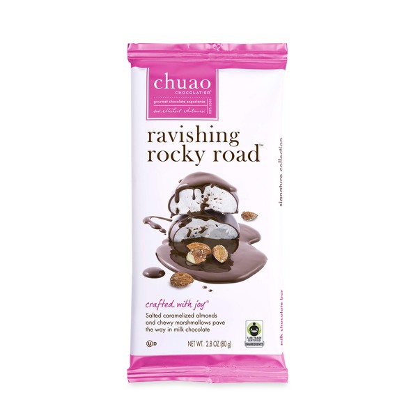 Chuao Chocolatier Ravishing Rocky Road Milk Chocolate Bars | Gourmet Chocolate Almond Marshmallow Artisan European No Preservatives | For Gift Baskets, Christmas, Valentines Day, Gifts for Women, Men, Birthday, Thank You, Care Package | 4 Pack