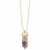 Zad Jewelry Women's Hand-Pressed Dried Lavender Quartz Crystal Pendant Necklace,