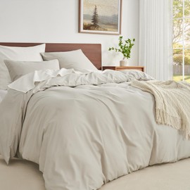 WohlNest Bed Linen Natural Colour, Single Bed Linen, 2 Duvet Covers 135 x 200 cm + 2 Pillowcases 80 x 80 cm, Microfibre Bed Linen with Zip