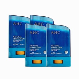 AHC 내추럴 퍼펙션 더블 쉴드 선스틱 22g (SPF 50+) 파랑색 4개 AHC Natural Perfection Double Shield Sunscreen Stick 22g (SPF 50+) Blue Color Pack of 4