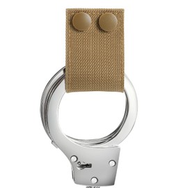 Tactical Handcuff Strap Holder Case Heavy Duty Nylon Single/Double Snap Slide-On fits 2.25 in Duty Belts (Tan - Double Snaps)
