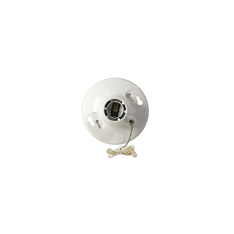 Leviton R50-08827-CW4 1-Piece Top Wired Lamp Holder with Pull Chain,