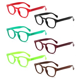 Kerecsen Reading Glasses 6 Pack Great Value Quality Readers Spring Hinge Color Glasses (6 colors mixed, 1.5, diopters)