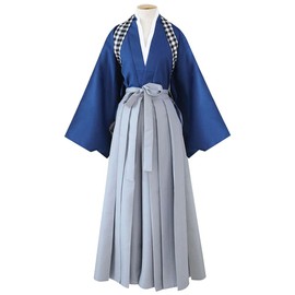Unisex Kendo Hakama Aikido Japanese Traditional Samurai Kimono Warrior Martial Arts Uniform Pants Outfit (01-Blue, M)