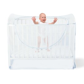 Orzbow Universal Mosquito Net for Cot Bed,Breathable Cat Net for Co Sleeper Crib with Zipper,Easy Access,Quick Installation,Protects from Baby Climbing Out and from Cats or Insects In (White)