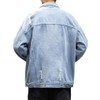 DAVID.ANN Men's Distressed Denim Jacket Casual Vintage Rugged Trucker Coat,Light