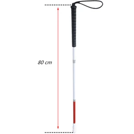 70cm Blinders White Cane Folding Triple Tier Aluminum, Caps (2 Pcs) (Black Rubber Grip, 70 cm)