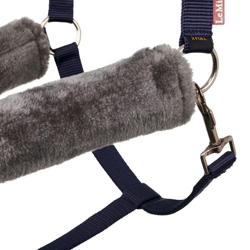 LeMieux Comfort Headcollar for Horses - Navy/Grey - Soft Fleece