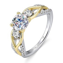 Moissanite Promise Rings for Her, 1CT Twisted Engagement Rings for Women