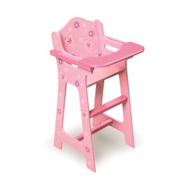 Badger Basket Toy Blossoms and Butterflies Doll High Chair Pretend Play Feeding Seat for 18 inch Dolls - Pink