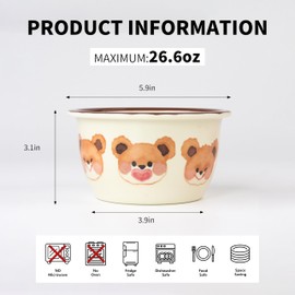 Kingen 26.6oz Bowls Set of 2 for Cereal, Breakfast, Salad, Noodle, Snack, Rice, Dessert, 5.9 Inch Melamine Bowl, Dishwasher Safe, Durability, Cool-Touch, Deep Dining Bowl, Coffee Rim