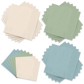 JarThenaAMCS 60Pcs Blue Green Cocktail Napkin Avocado Green Retro Sea Blue Apricot Disposable Napkins Paper Beverage Napkin for Baby Shower Goose Theme Birthday