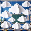 RattanView 15 Pcs Classroom 3D Cloud Decorations, Ceiling Hanging Clouds