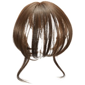 Priscilla TFX-106-TDB Fluffy Hand Planted Whole Bangs Wig, Nuance Curl Bangs, Heat Resistant, Dark Brown