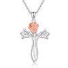 Cross Necklace Women's 925 Sterling Silver Rose Pendant Necklace Jewellery
