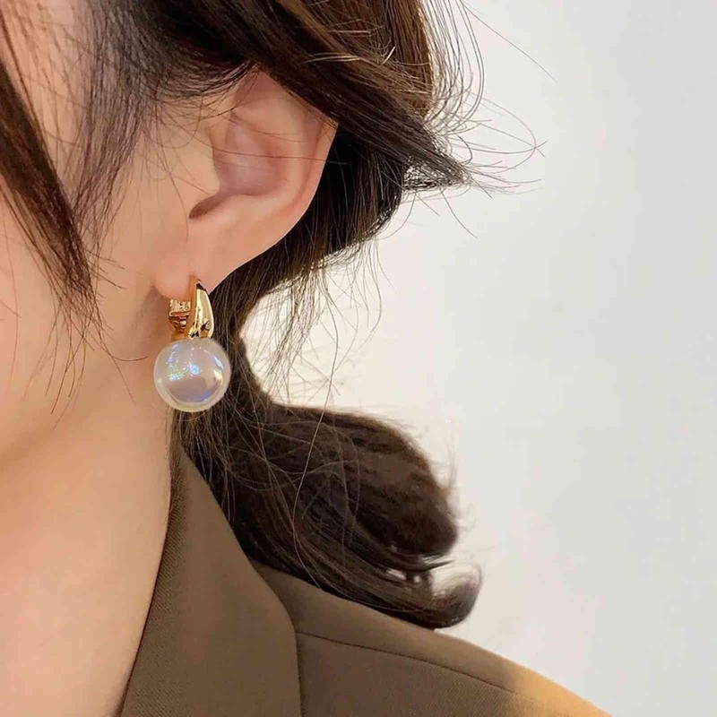HUGE TOMATO Big Pearl Drop Earrings for Women, Statement Extra