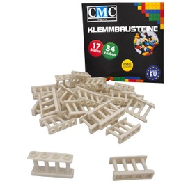 CMC imports 10 x Railing/Fence, 15332 Clamping Blocks, Various Colours to Choose From, Building Blocks, 1 x 4 x 2 Nubs, Fence Panels, Compatible Individual Parts (713 - White)