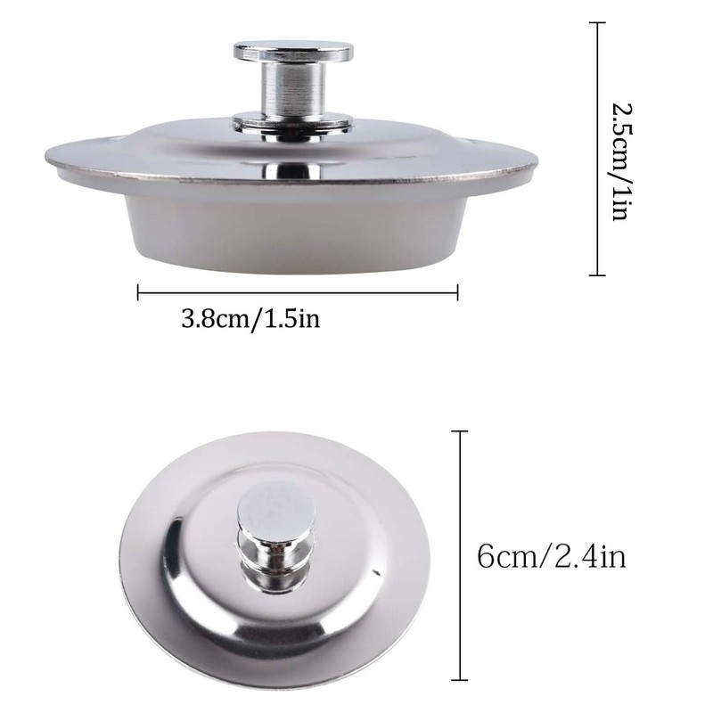 Jiayaus Bath Plug, Stainless Steel Push Type Bath Plug Pop