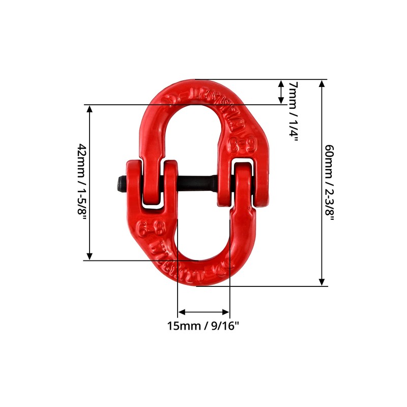 QWORK G80 Alloy Steel Coupling Link, 4 Pack 1/4" Hammer