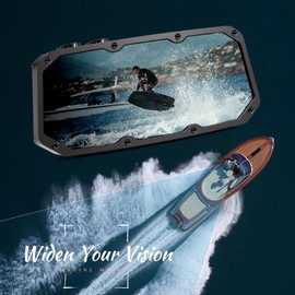 Marine Boat Mirror, 4"x11" Boat Rear View Mirrors for Ski Pontoon Water Skiing Sports Wakeboarding Surfing, Boat Mirror Rear View Clamp on 0.4"-1.38" Windshield Frames