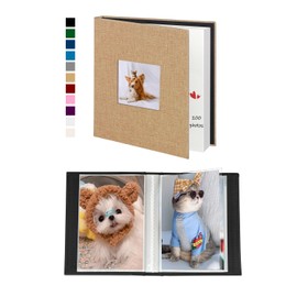 Miaikoe Photo Album 4 x 6 inch, 50 Pockets, 2-pack Slip-in Top Loading Linen Mini Album, Book Holds 100 Vertical 4 x 6 inch Photos, for Family, Wedding, Baby photos, Khaki