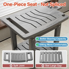 YEFU Shower Chair for Inside Shower: Slip-Resistant Waterproof No Maintenance 500 LBS Weight Capacity - Shower Bench/Stool with Shelf & Handle for Bathroom/Outdoor - Easy to Assemble for Adult/Gray