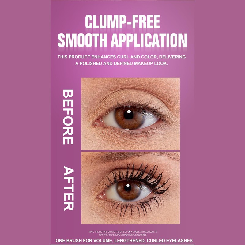 Kyannkara Volumizing Mascara Waterproof Long Lasting No Clumping Formula, Smooth