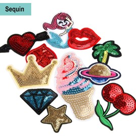 AUGSUN 36pcs Random Assorted Styles Embroidered Iron on Patches DIY Sew Applique Repair Patch Sew on Patches for Backpacks Pants Clothes Jeans Jackets Hat