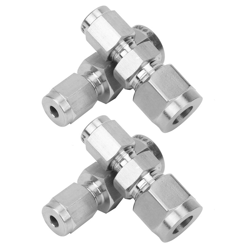 4Pcs Compression Tube Fitting Stainless Steel DoubleFerrule Converter Adapter(Ф4/Ф8 )