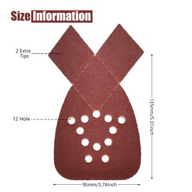 MFBJXC 50PCS Mouse Sander Sandpaper with Extra 2 Tips for Replacement Detail Sander Sanding Pads 12 Holes Hook and Loop Black and Decker Mouse Sander Pads