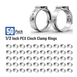 Bates- PEX Cinch Clamp Rings, 1/2", 50 Pack, Stainless Steel, 1/2 Pex Clamp, Pex Pipe Clamps, 1/2 Pex Crimp Ring, 1/2 Pex Clamps, 1/2 inch Pex Crimp Rings, Pex Clamps 1/2 inch, Pex 1/2 Crimp Rings